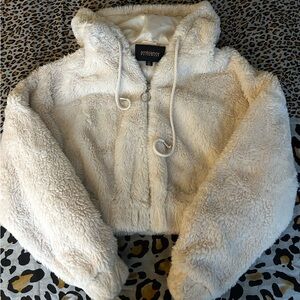 Ambiance Cream Fuzzy Zip-Up Jacket
